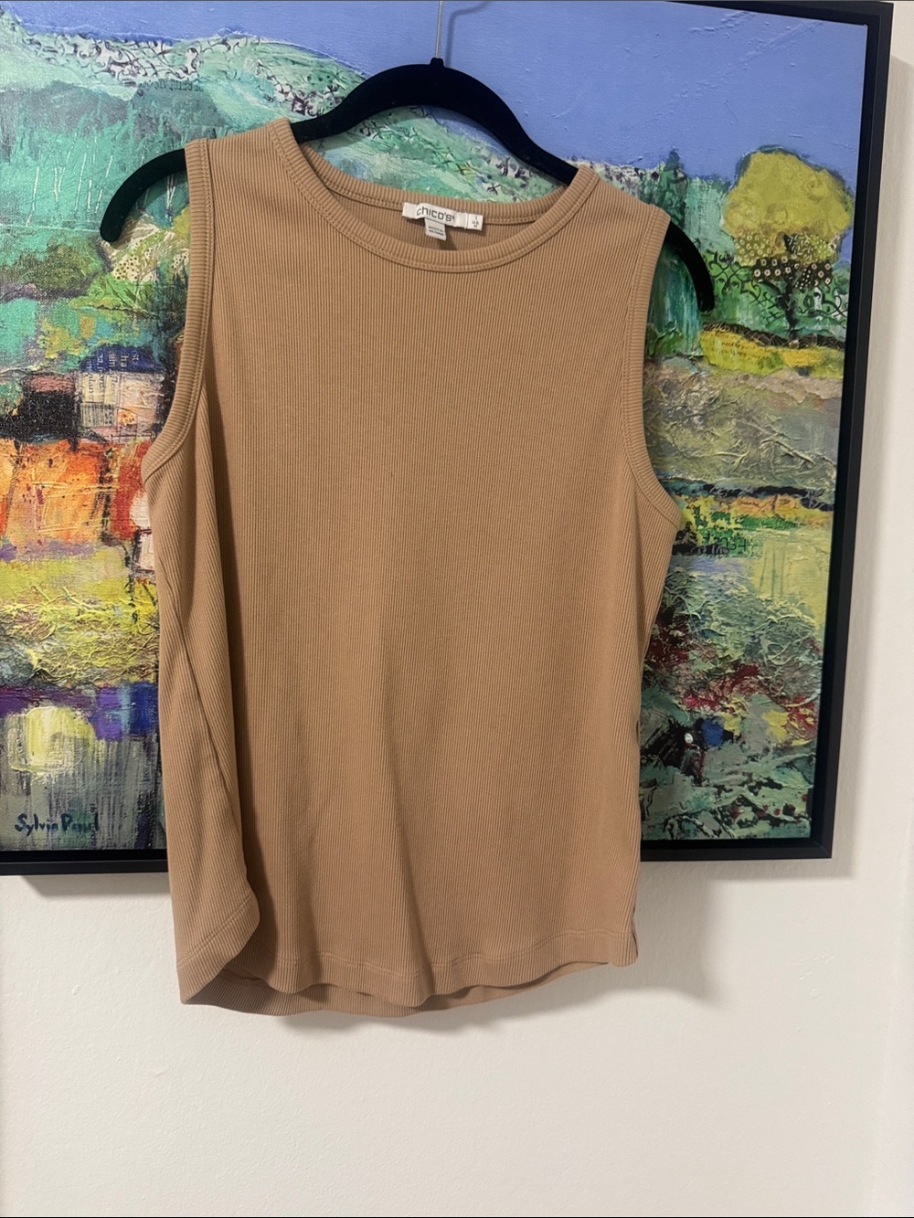 Chico's Sleeveless Ribbed Tank — Tan